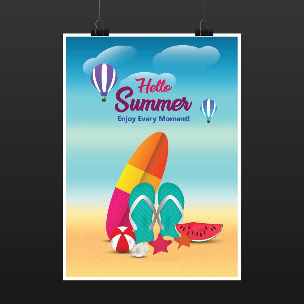 Beach party flyer mockup vector