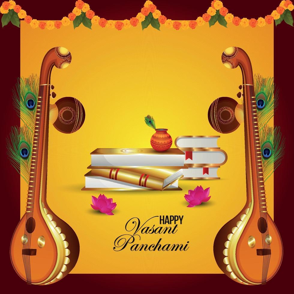 feliz celebración vasant panchami antecedentes vector