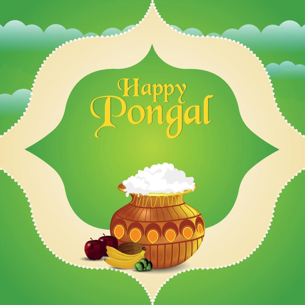 Happy pongal greeting card background vector