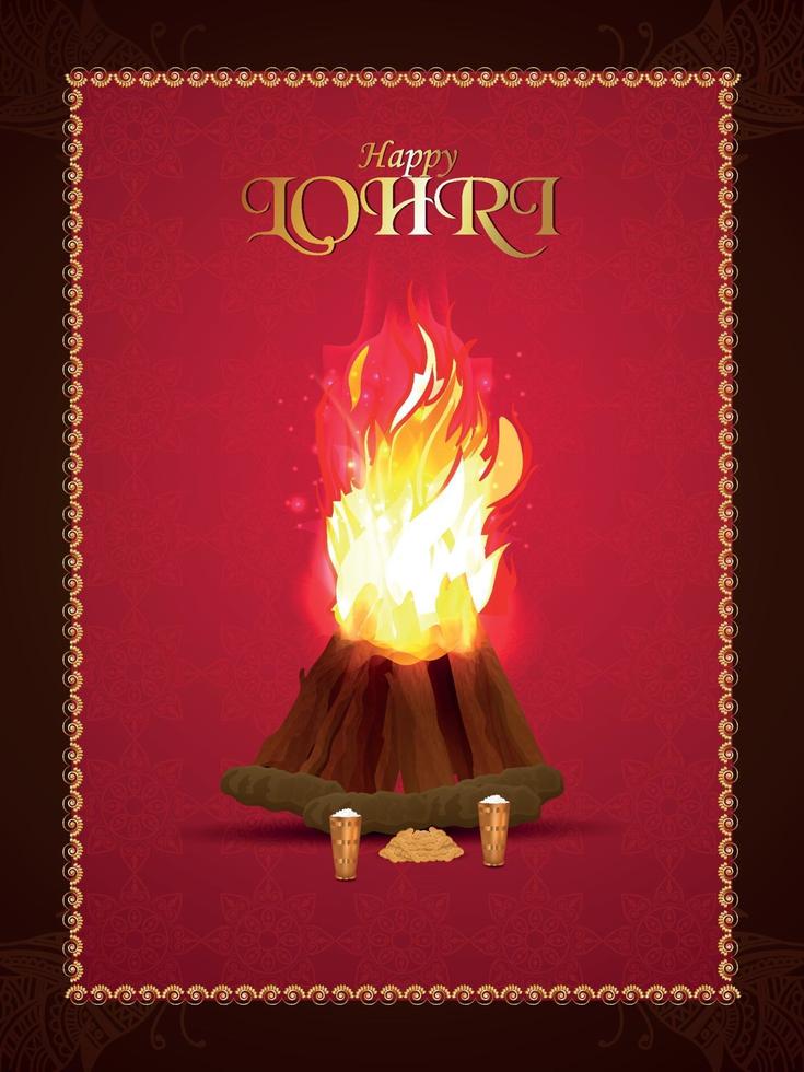 Happy lohri creative illustration and bonefire vector