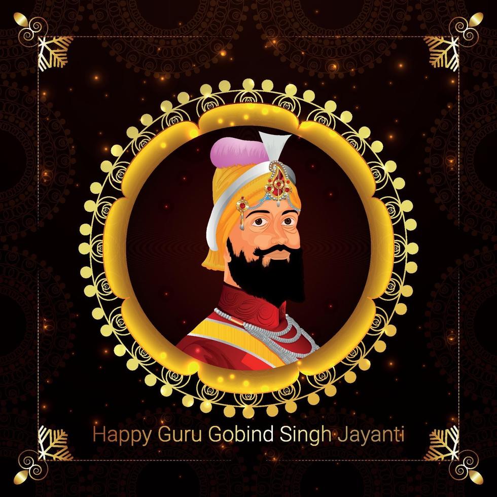 Guru gobind singh jayanti greeting card vector