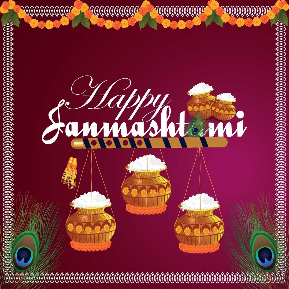 Happy janamashtami celebration background vector