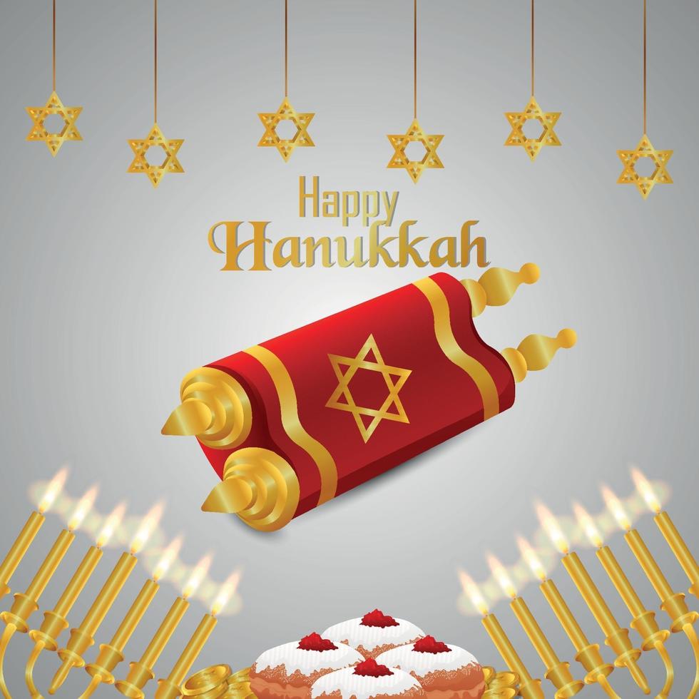 Happy hanukkah greeting card celebration vector