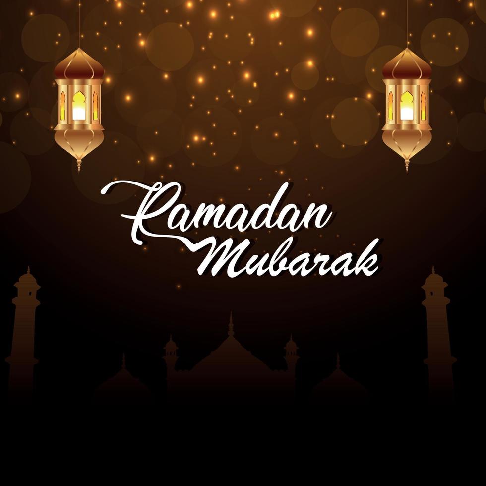 Ramadan kareem or eid mubarak greeting card vector