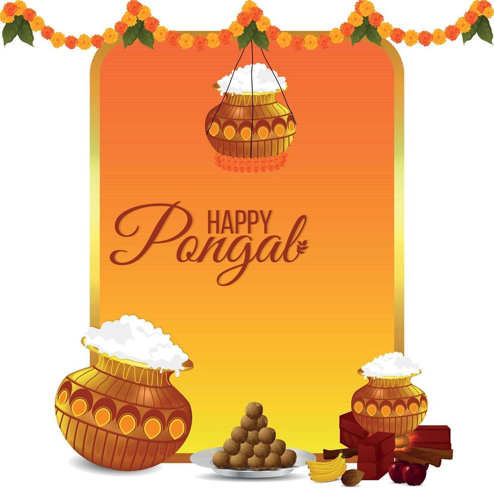 tarjeta de felicitación pongal vector