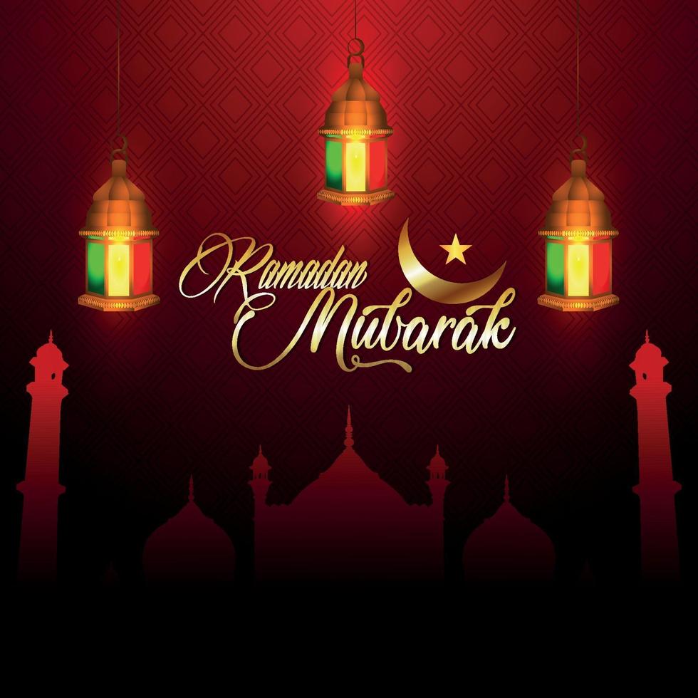 Ramadan mubarak illustration greeting card vector