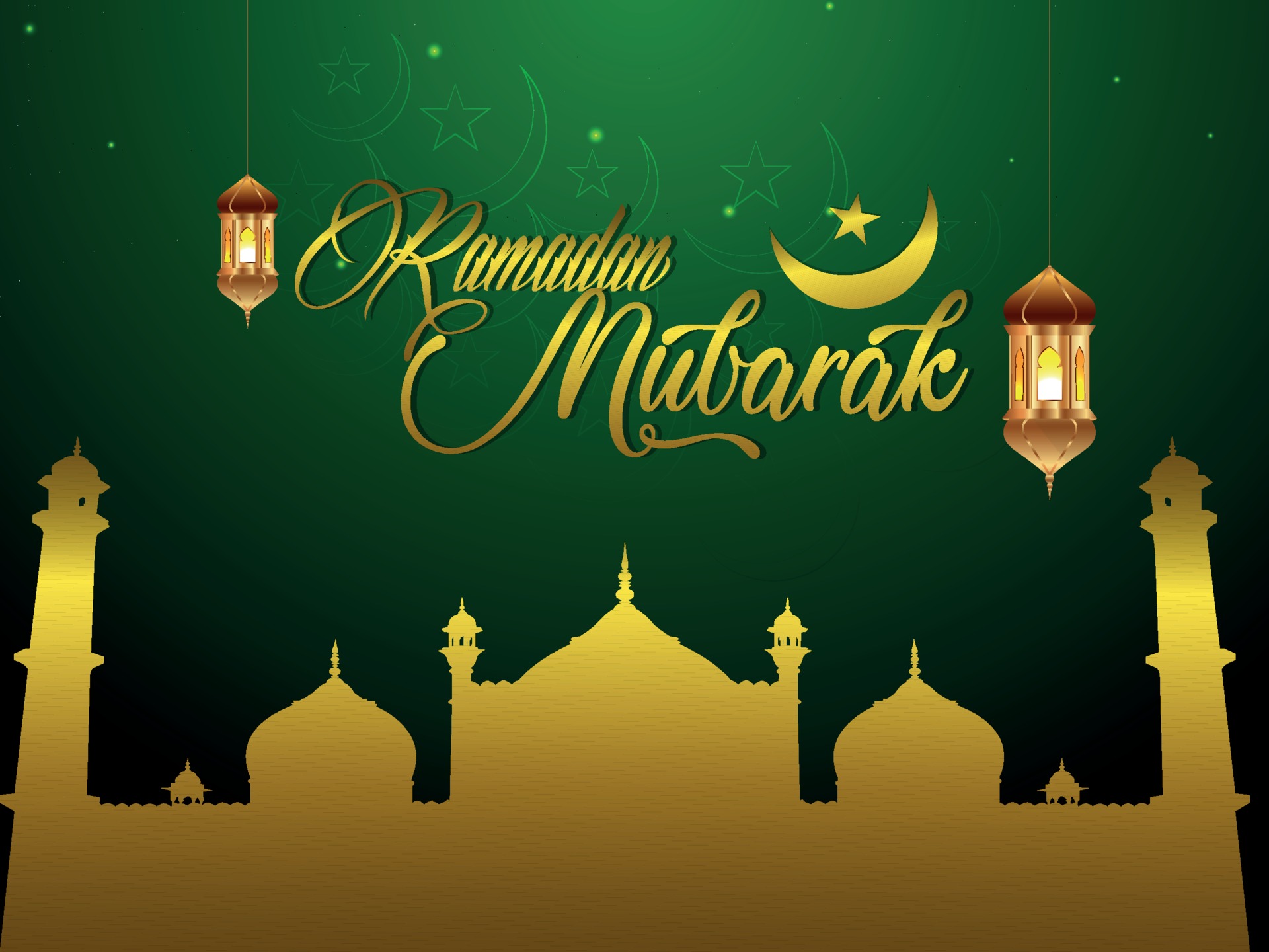 Ramadan mubarak greeting card on green background 1988112 Vector ...