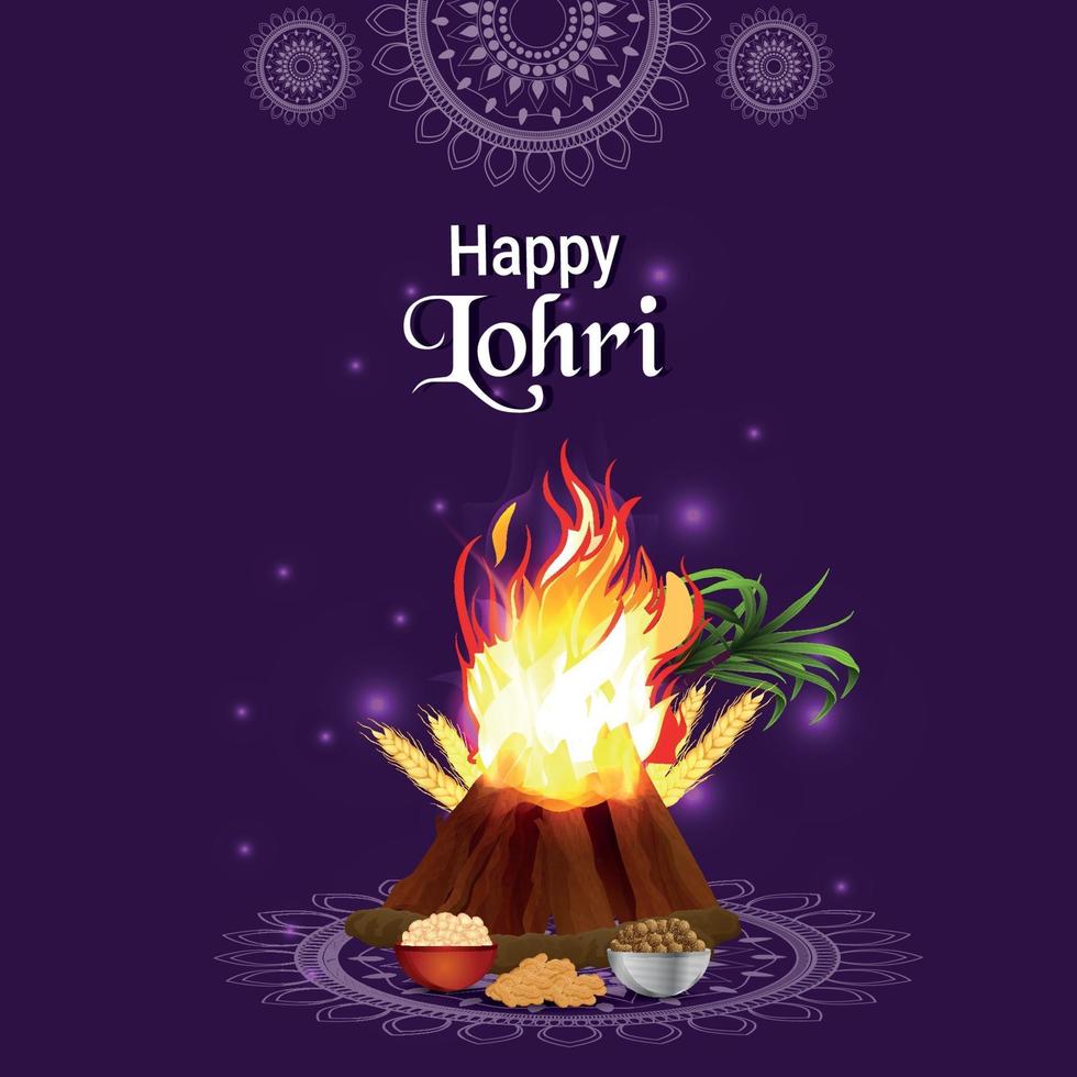 feliz celebración de lohri tarjeta de felicitación vector