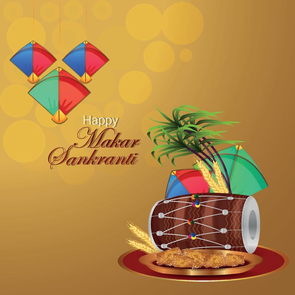 Happy makar sankranti greeting card vector