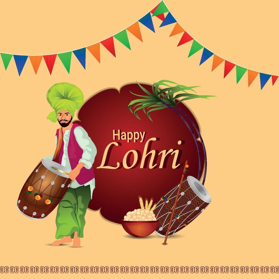 Creative illustration for happy lohri celebration vector