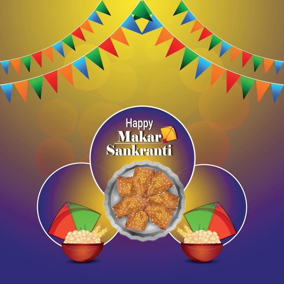 Makar sankranti colorful kites with string spool vector