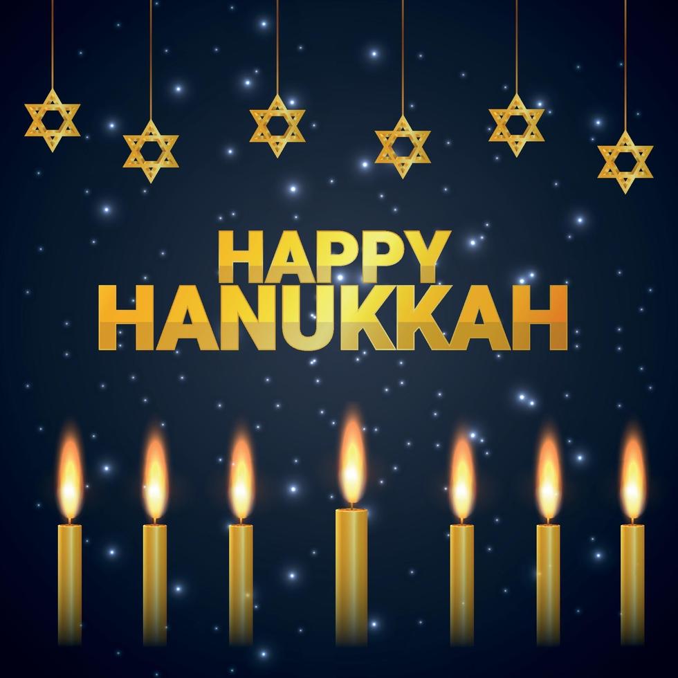 banner de feliz hanukkah con conjunto de elementos creativos y pan dulce vector