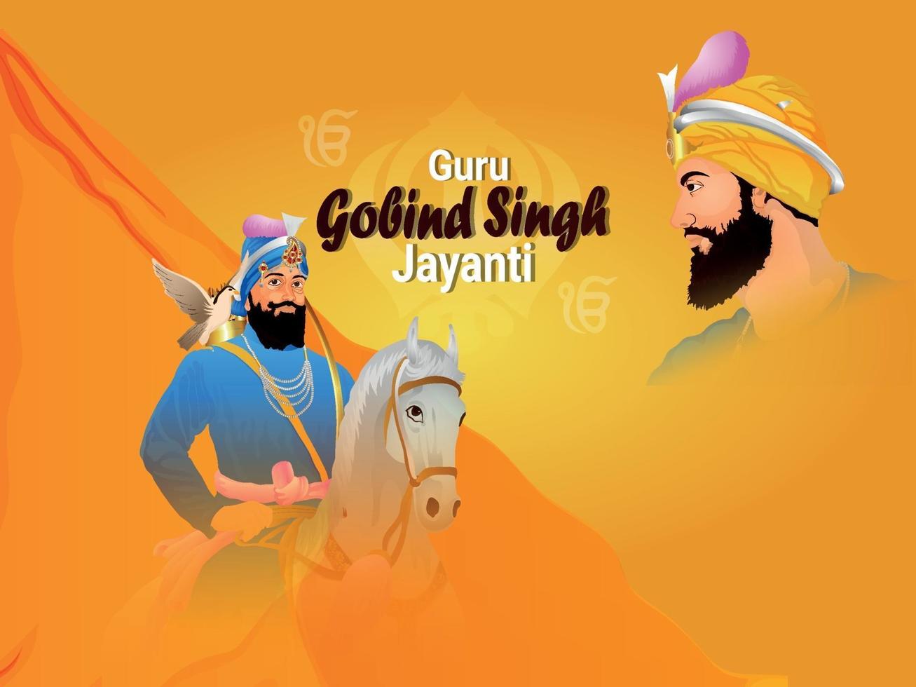 guru gobind singh jayanti sikh dasam guru celebratrion vector