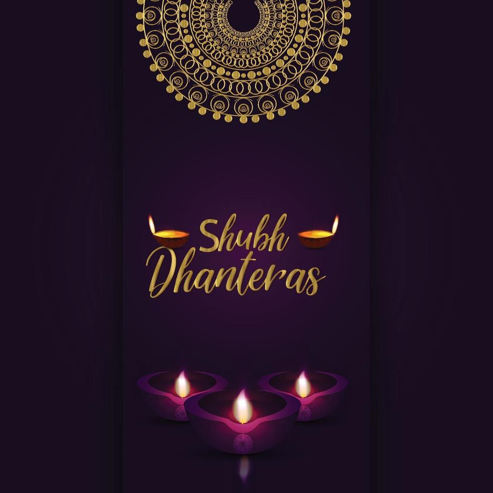 tarjeta de felicitación feliz diwali y fondo con diwali diya creativo vector