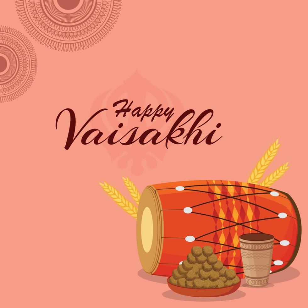 feliz festival de baisakhi con dhol vector