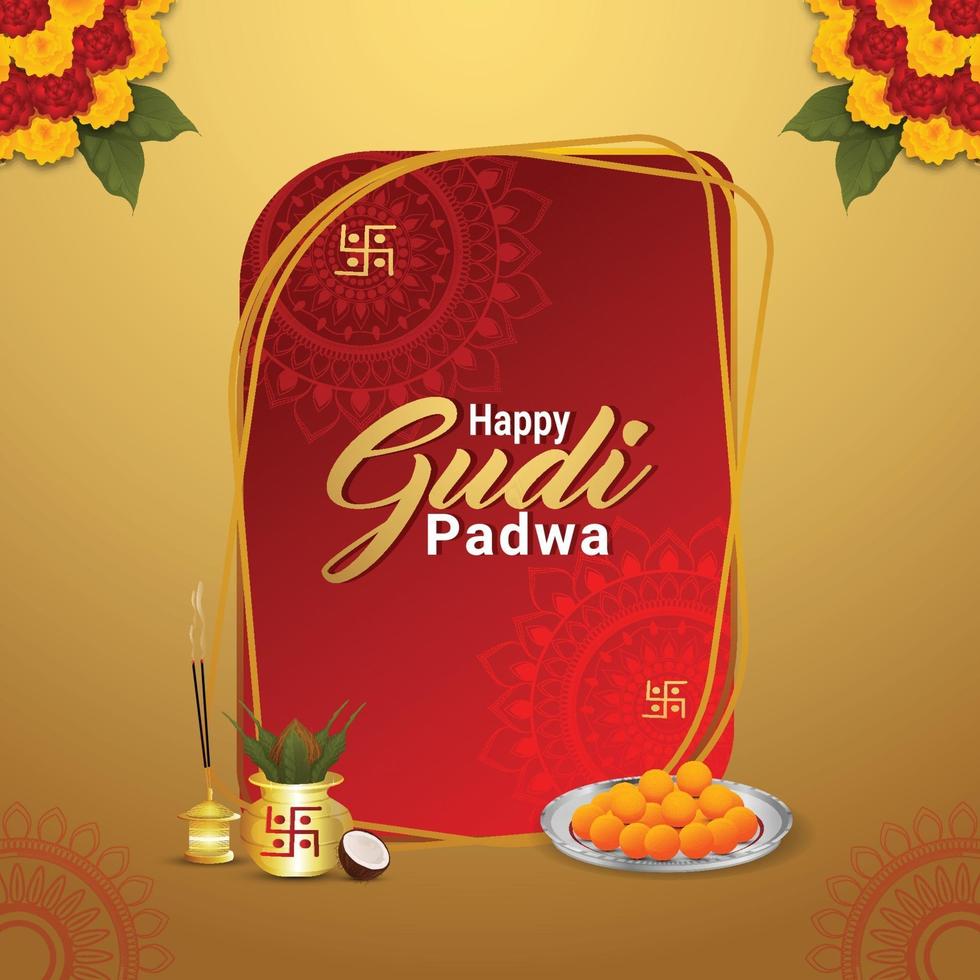 diseño plano happy gudi padwa vector