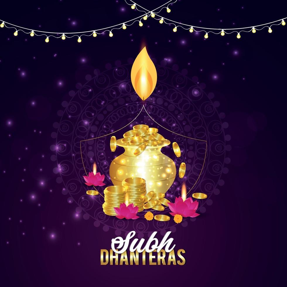 feliz festival diwali de la luz con diwali diya creativo y fondo vector