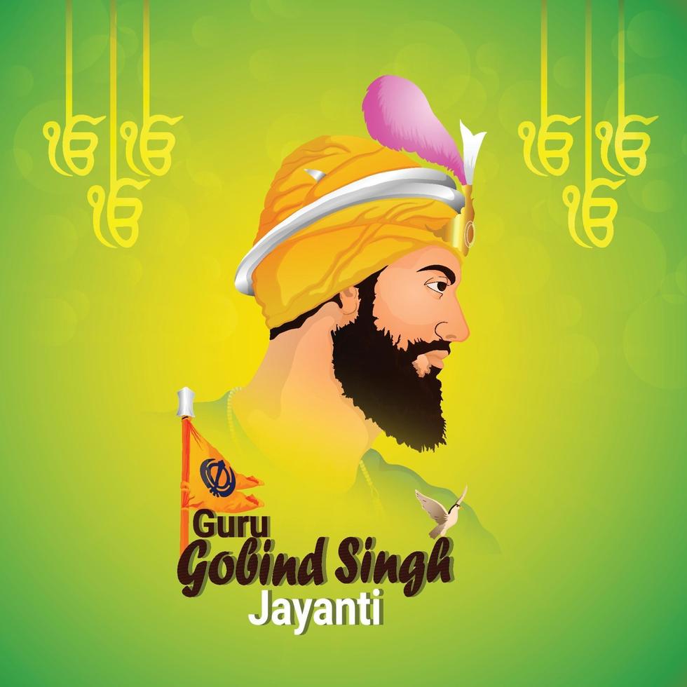 Guru gobind singh jayanti sikh dasam guru celebratrion vector
