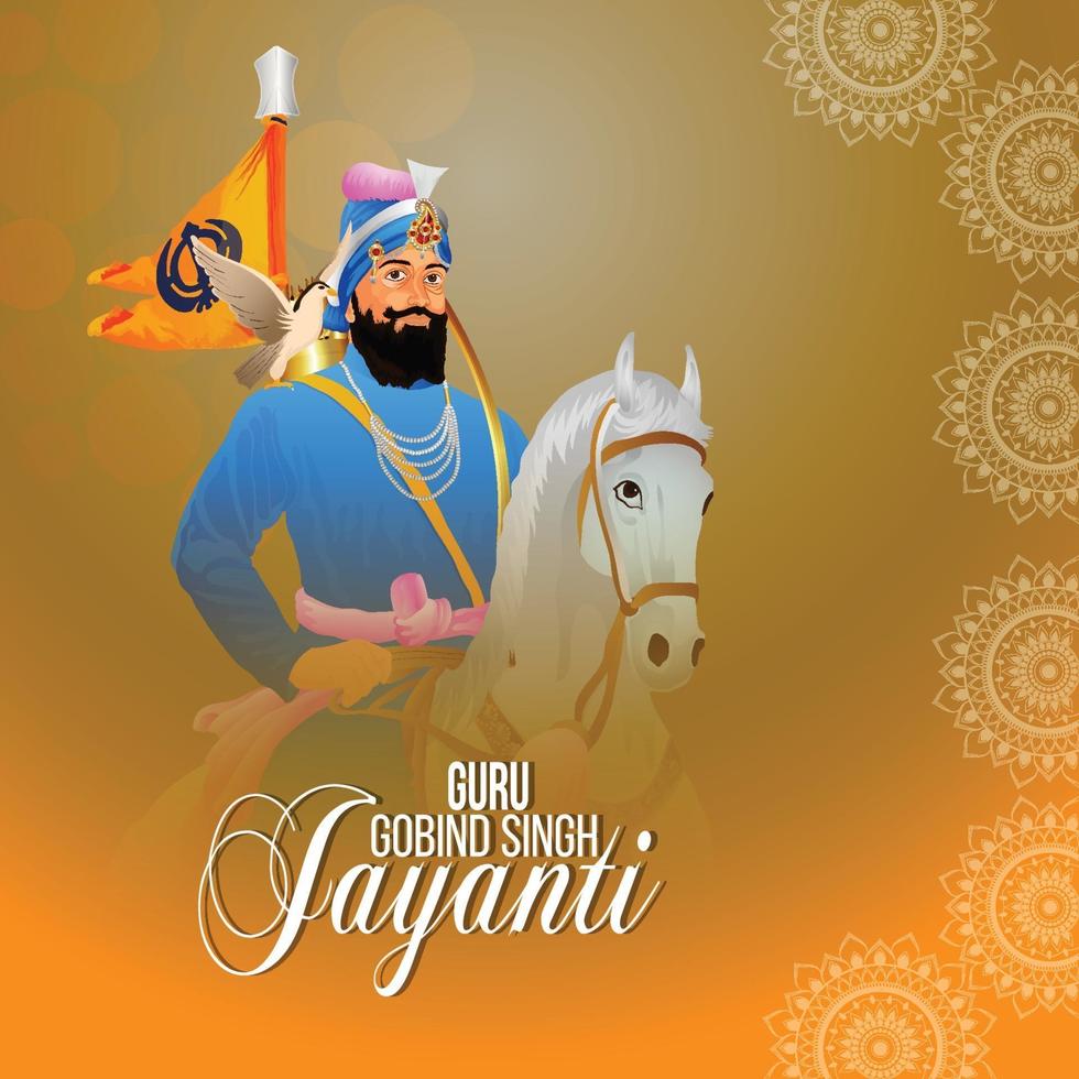 Guru gobind singh jayanti greeting card vector