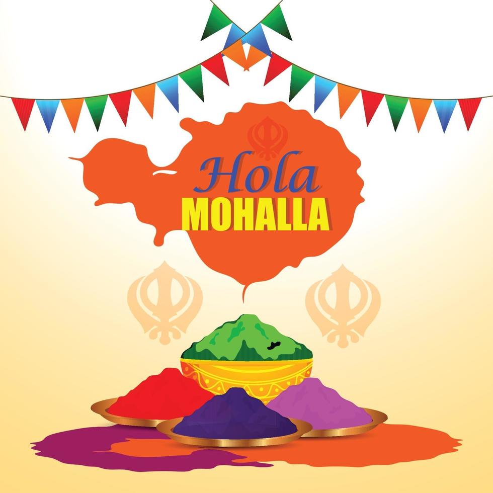 Happy holla mohalla with powder mud pot and color gun vector