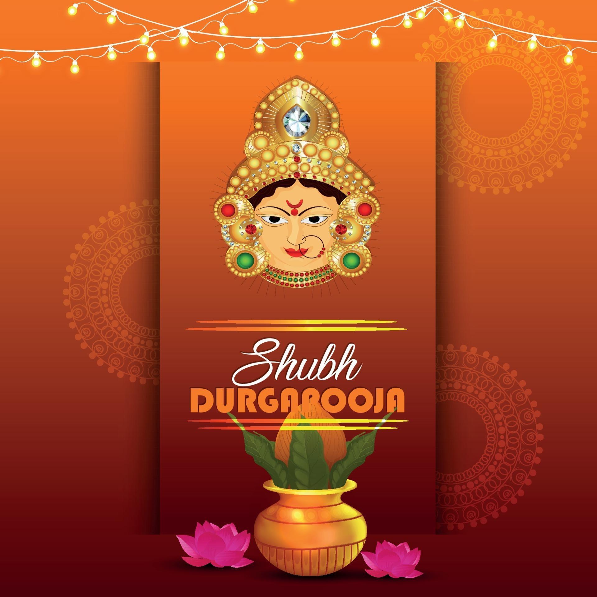 Happy durga pooja with ashtami background design 1988224 Vector Art at