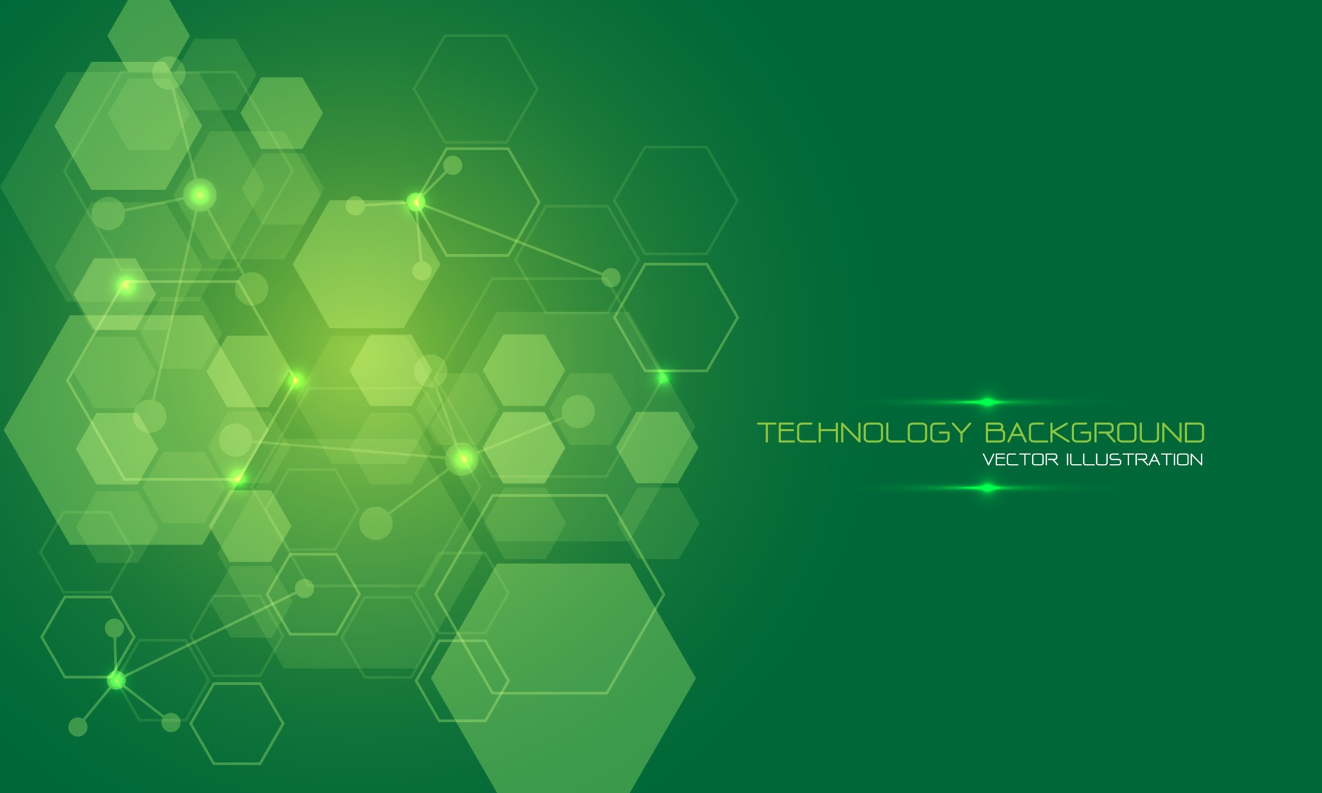 Abstract green technology energy hexagon geometric light with text on