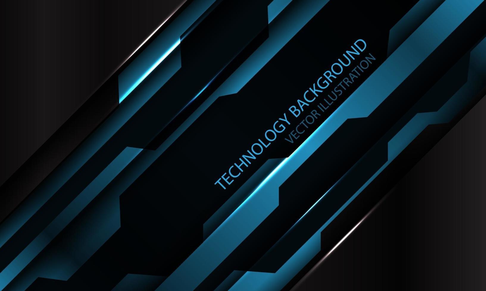 Abstract blue black metallic cyber futuristic slash banner design modern technology background vector illustration.