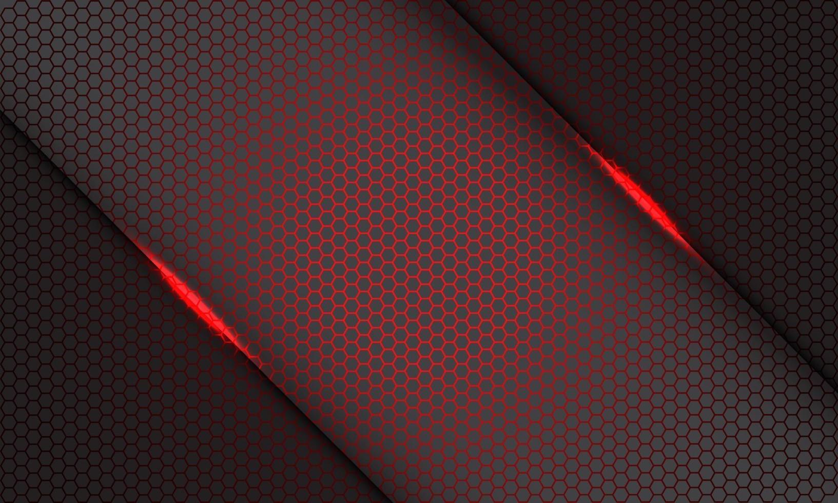 Abstract red hexagon mesh pattern light slash on grey design modern futuristic technology background vector illustration.