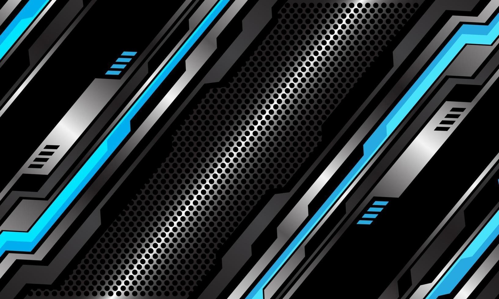 Abstract silver blue metallic cyber pattern on silver circle mesh