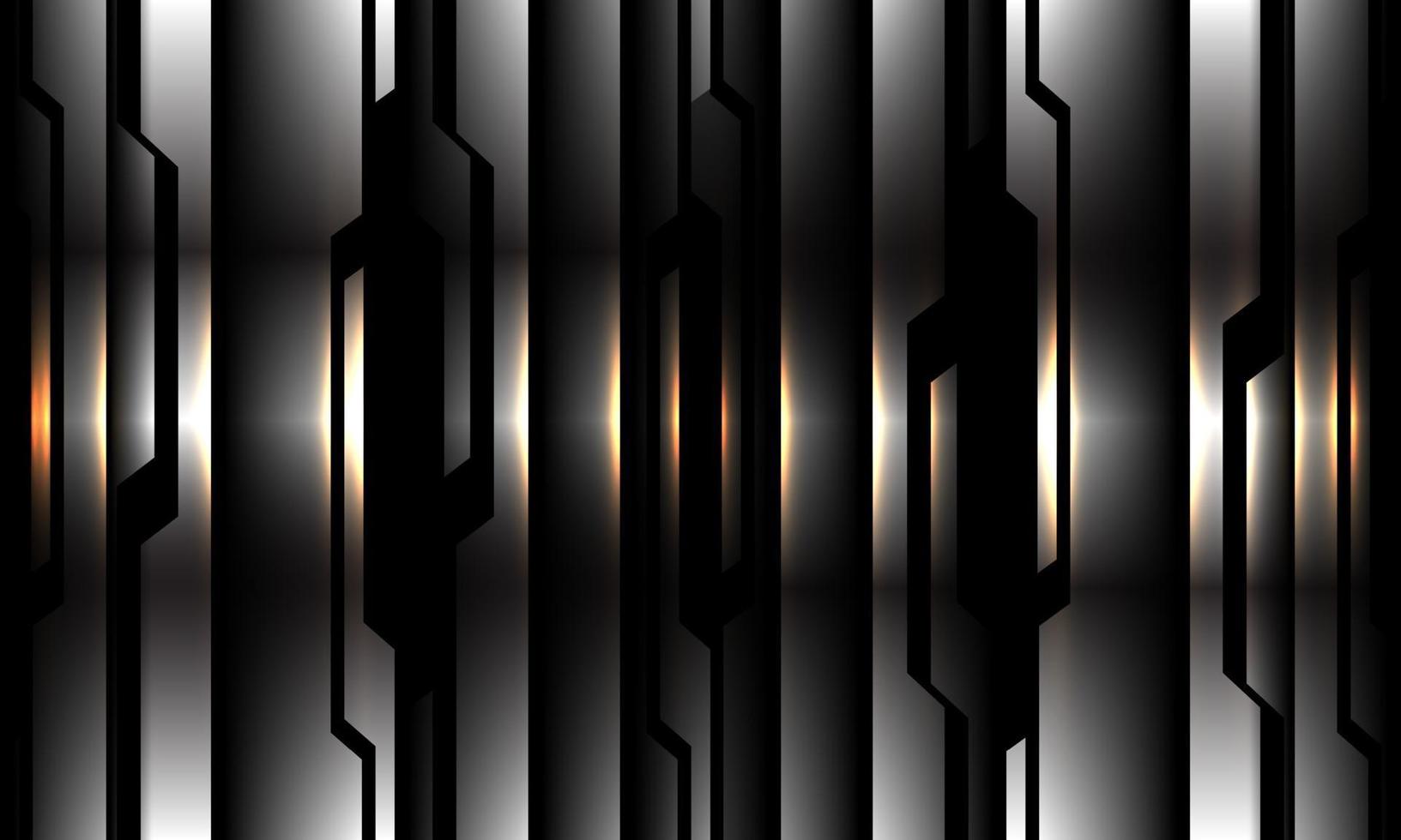 Abstract silver black circuit pattern yellow light design modern futuristic technology background vector illustration.