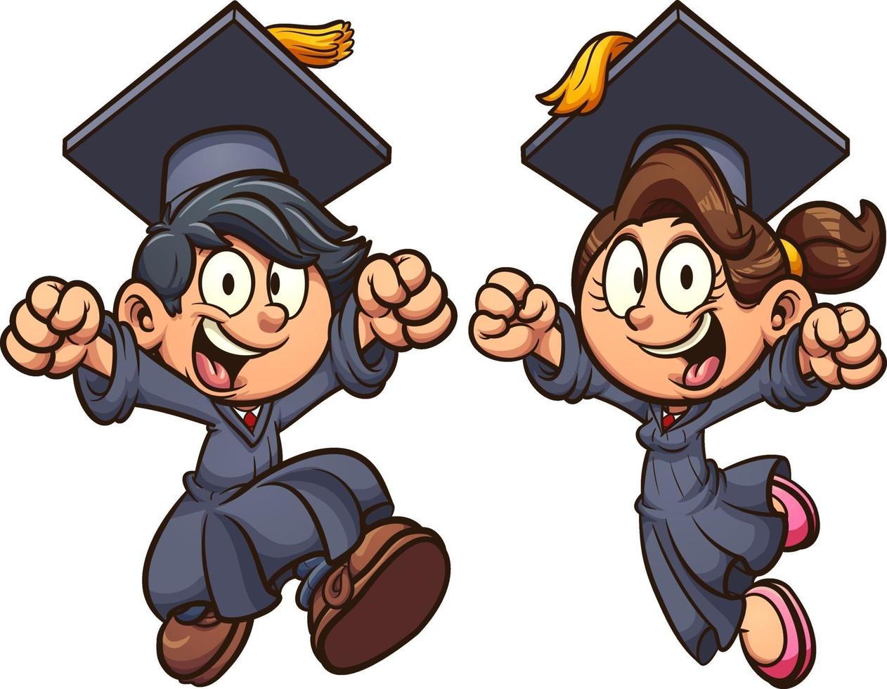 Graduating jumping kids vector