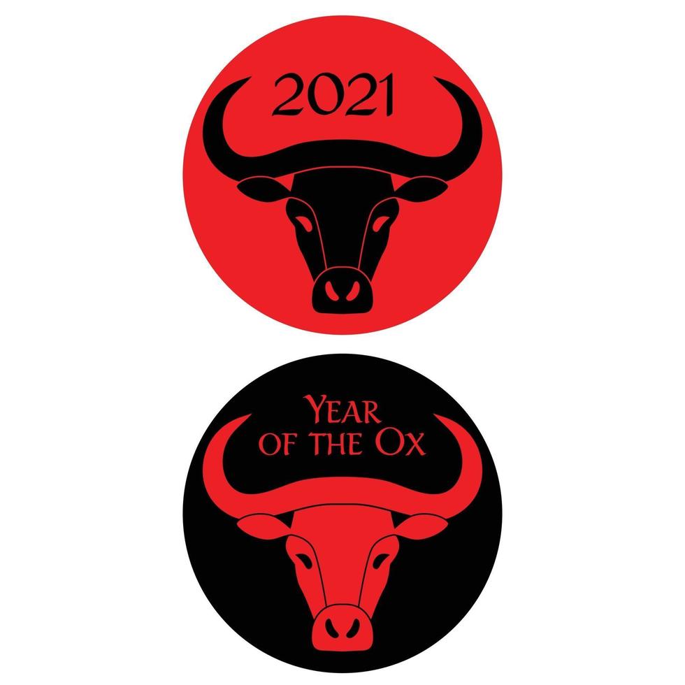 red black year of the ox chinese new year circle graphics vector