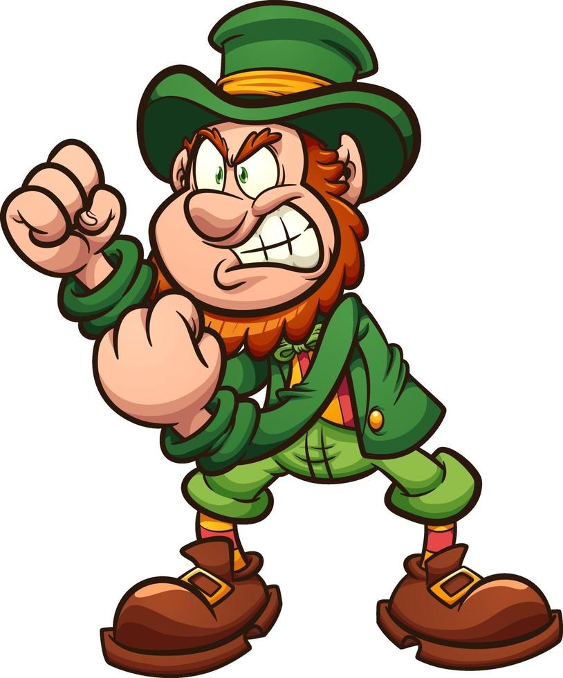 Angry cartoon leprechaun vector