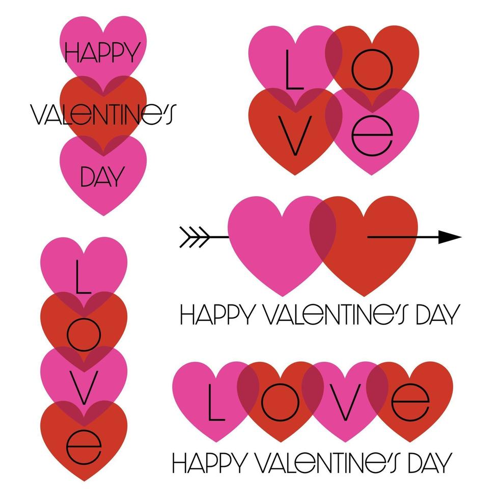 red pink mod happy valentines day heart graphics vector