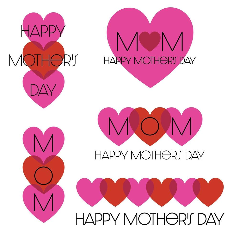 red pink mod happy mothers day heart graphics vector