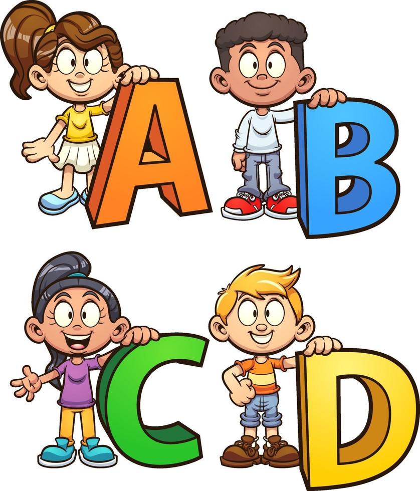 Ajustarse Planeta vencimiento niños de dibujos animados abc 1988455 Vector en Vecteezy