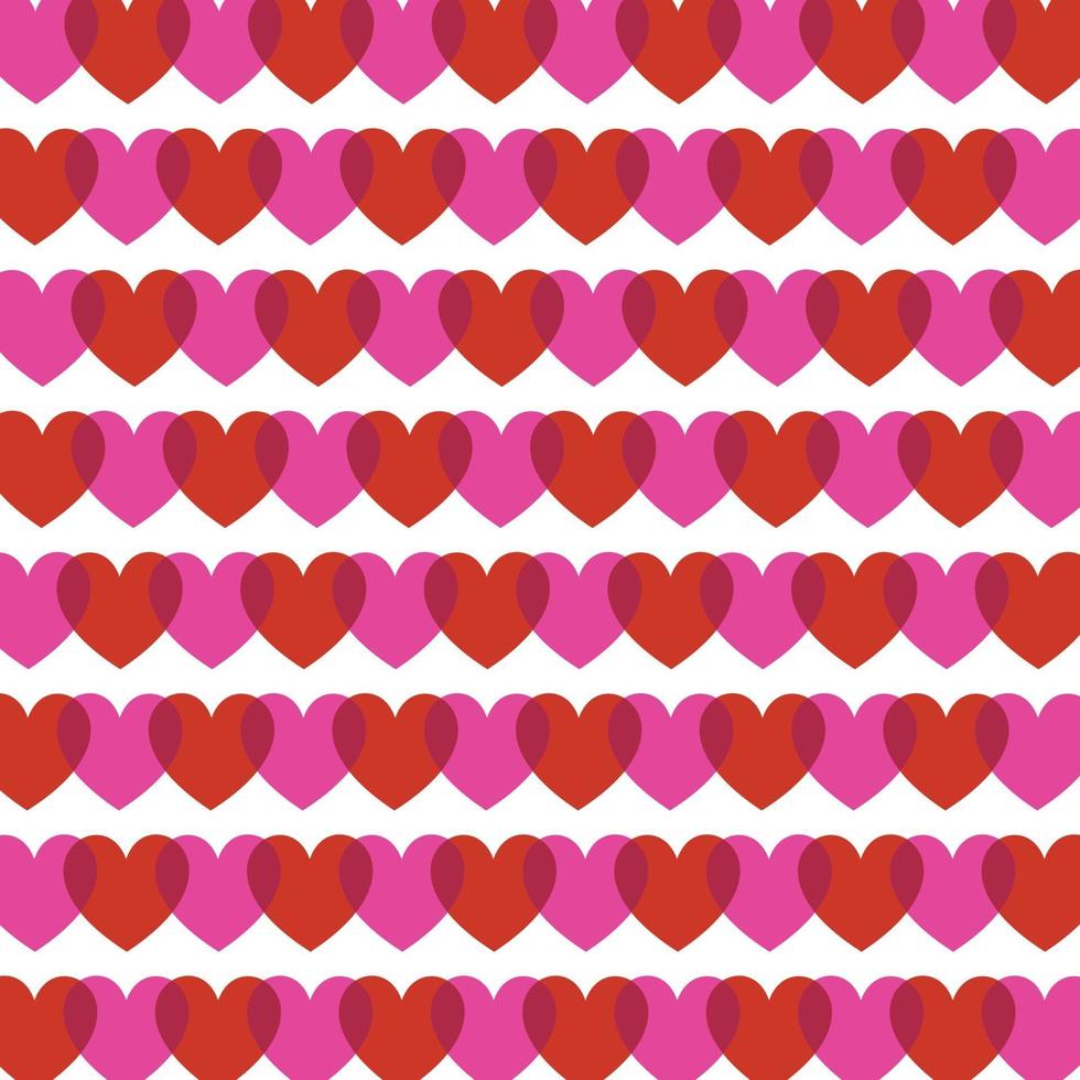 pink red overlapping stripe hearts pattern vector