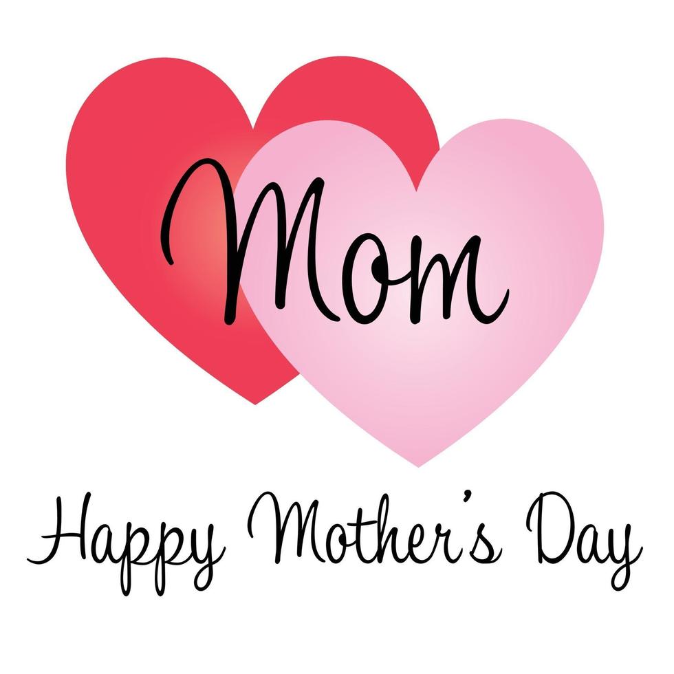 Happy Mothers Day overlapping hearts graphic vector