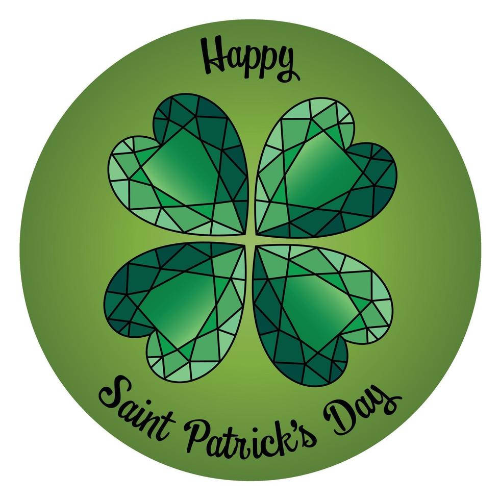 Happy Saint Patricks Day emerald shamrock heart circle graphic vector