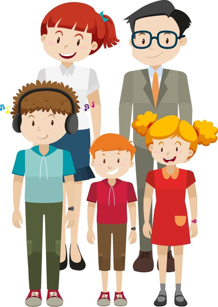 Member of family cartoon character on white background vector