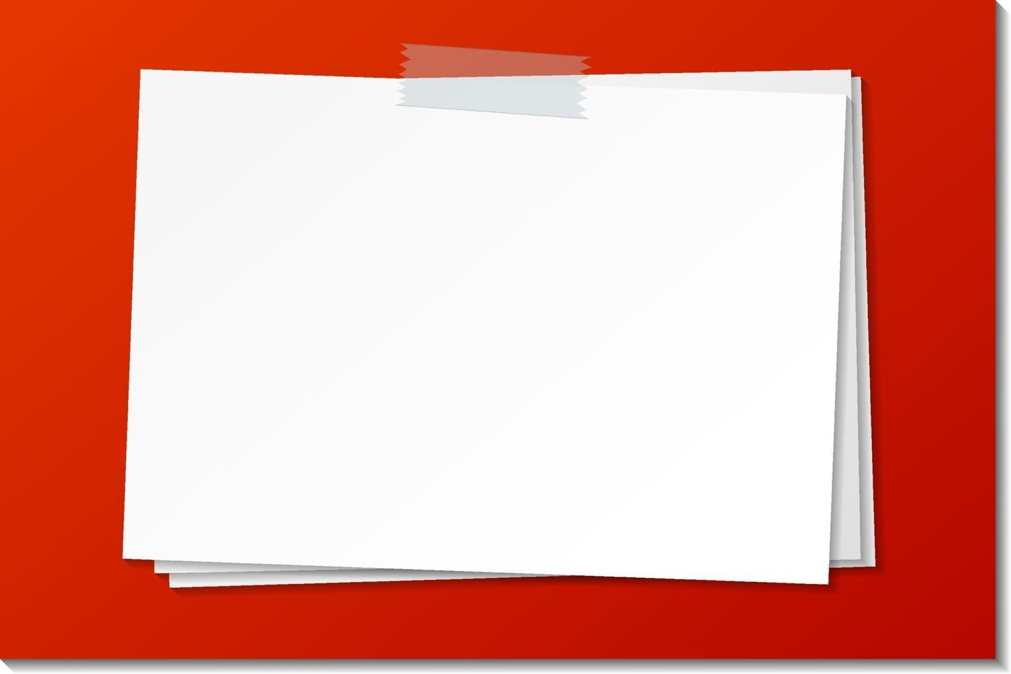 Empty paper note template stick with tape vector