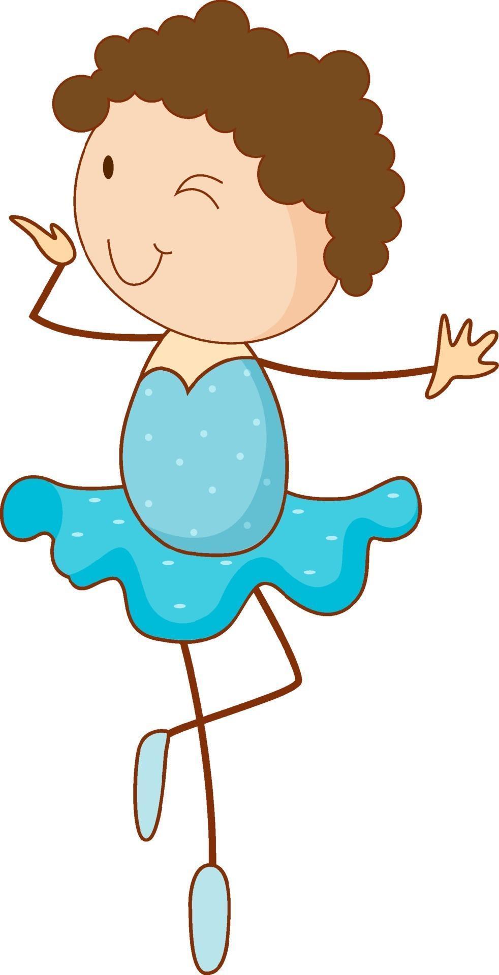 A doodle ballet dancer cartoon character isolated - Download Free