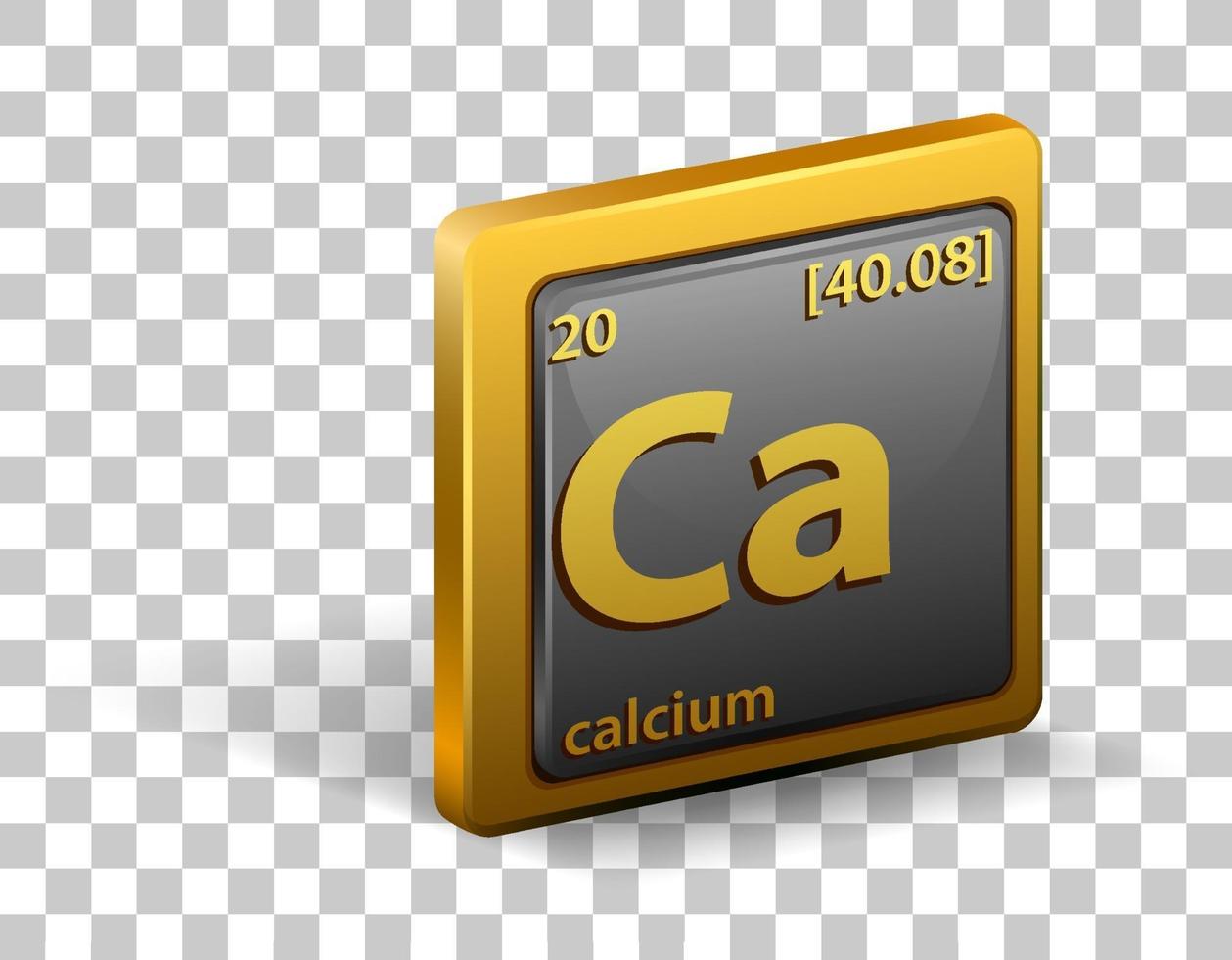 Calcium chemical element. Chemical symbol with atomic number and atomic mass. vector