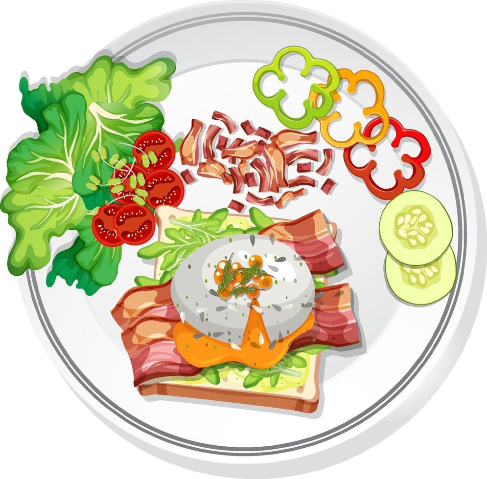 Top view of breakfast dish isolated vector
