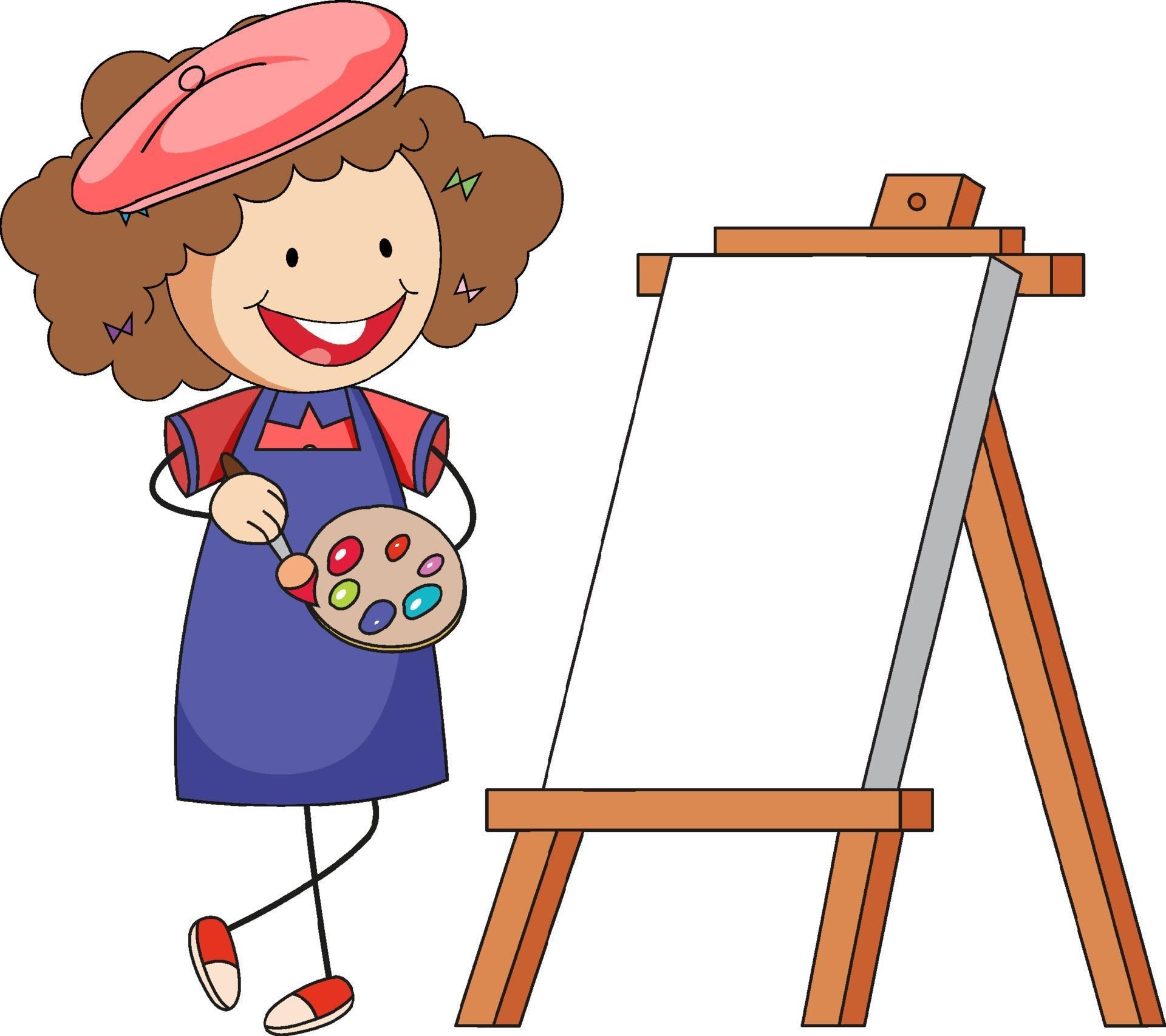 Artist Cartoon Picture - Cartoon Artist Easel Illustration Vector ...