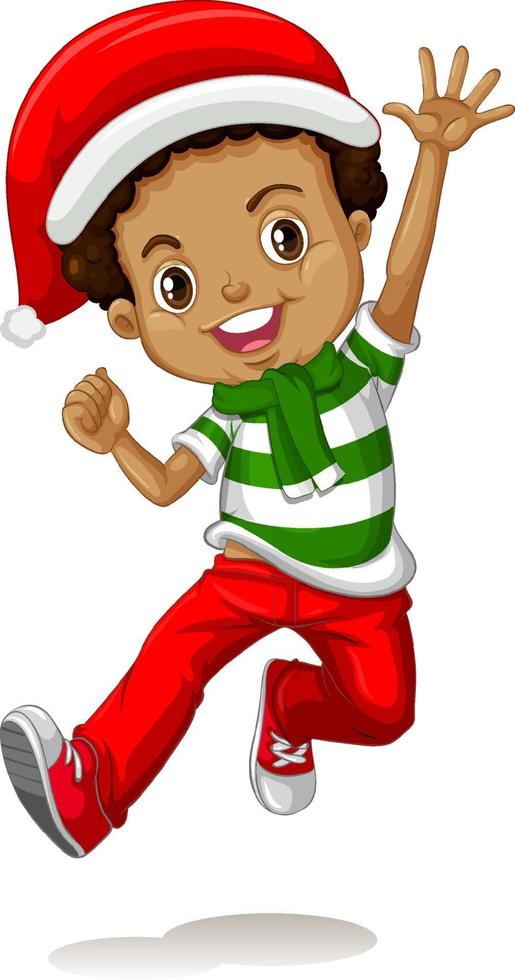 Cute boy wearing Christmas costumes cartoon character vector