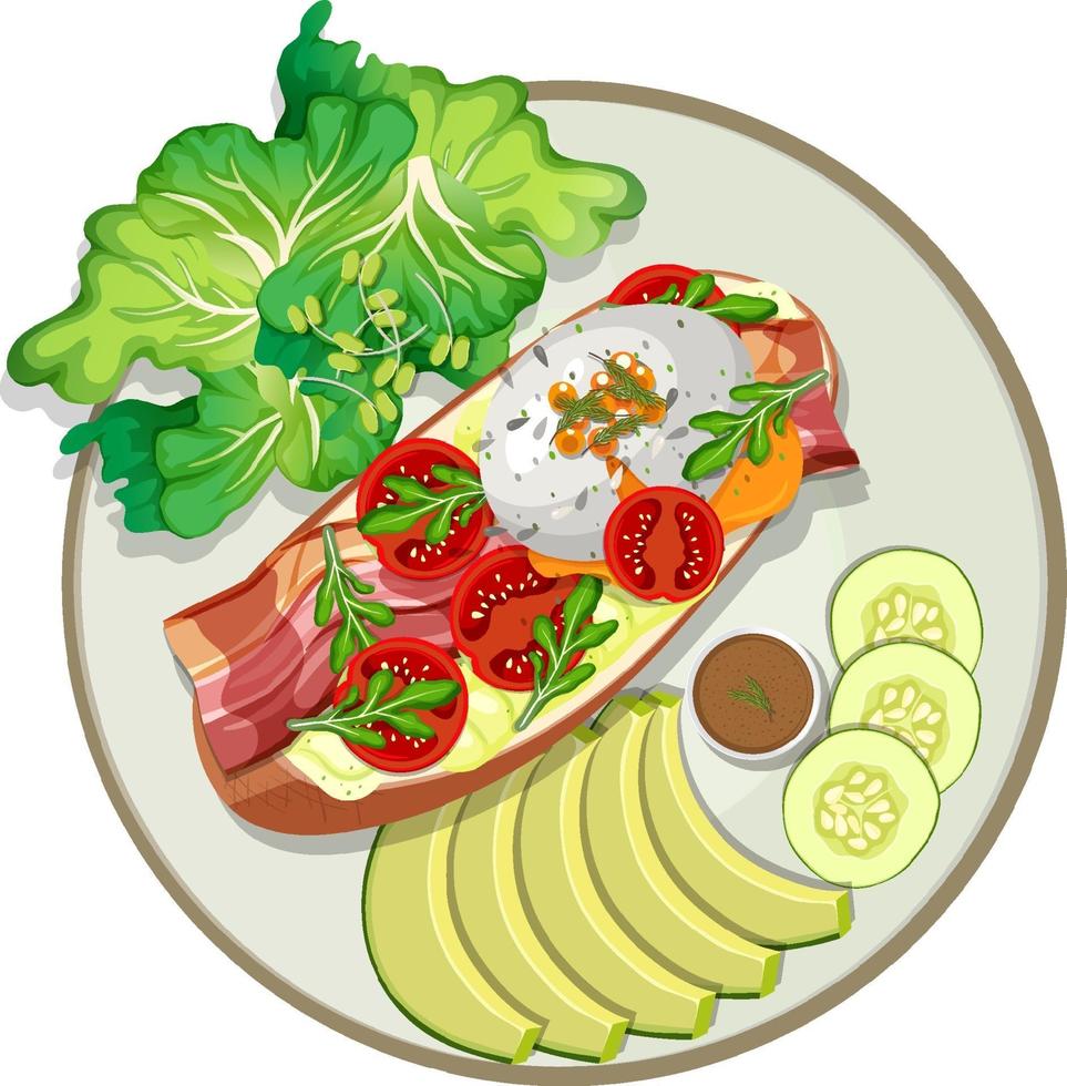 Top view of breakfast dish isolated vector