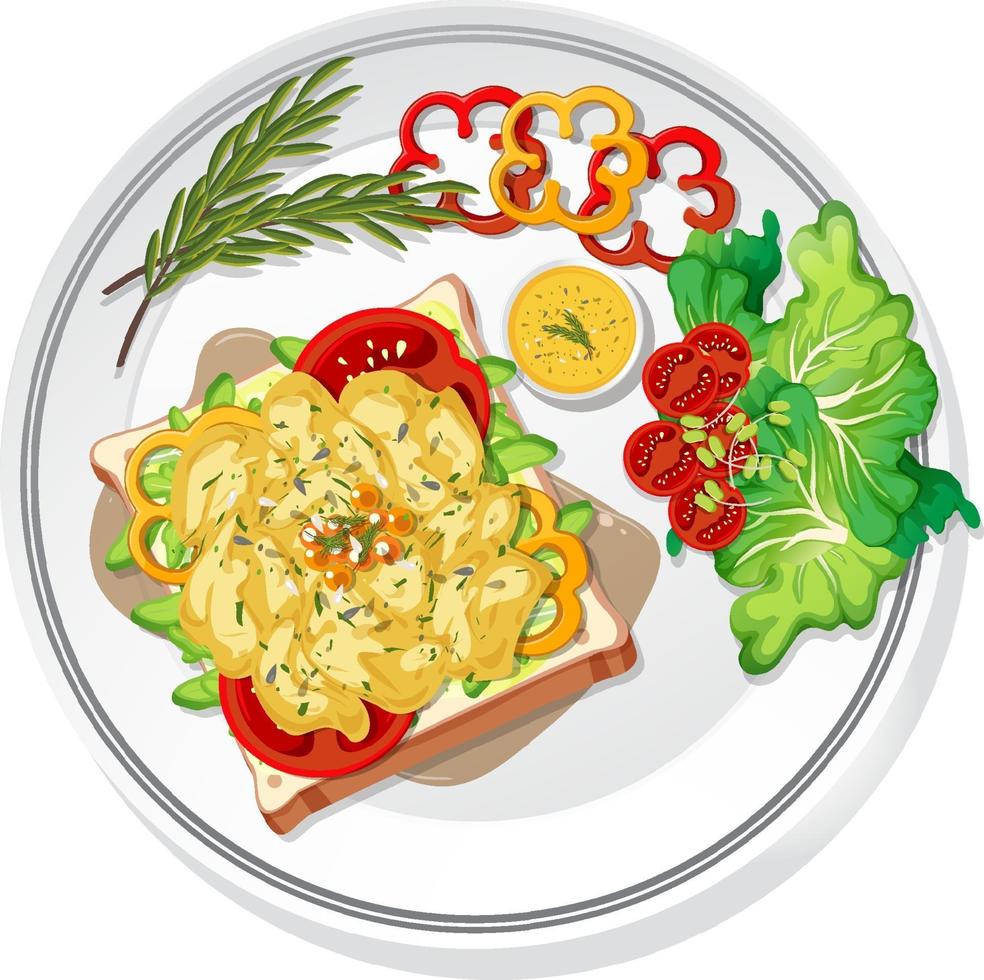 Top view of breakfast dish isolated vector