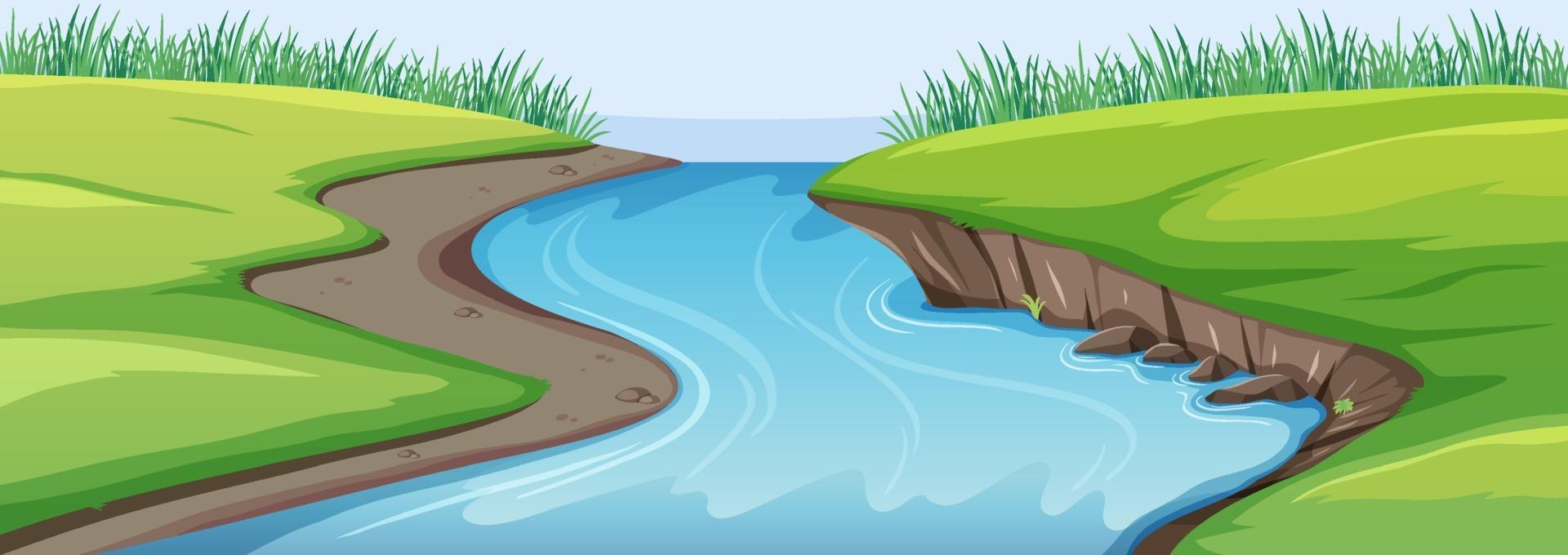 Nature scene with river and meadow vector