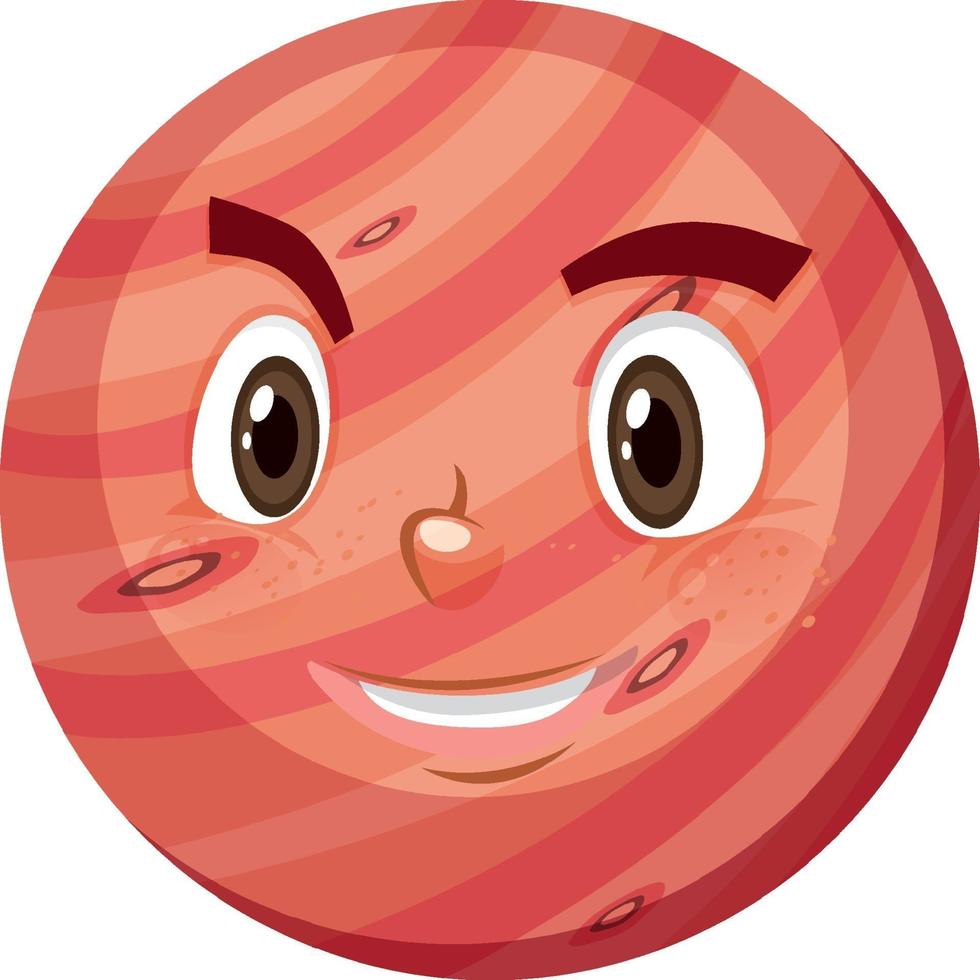 Mars cartoon character with happy face expression on white background vector